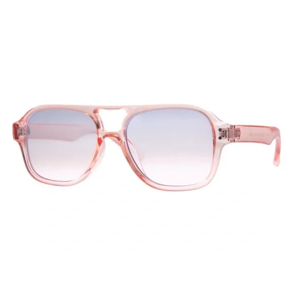 Crystal pink frame blue gradient lens rectangular aviators sunglasses - Picture 2 of 7